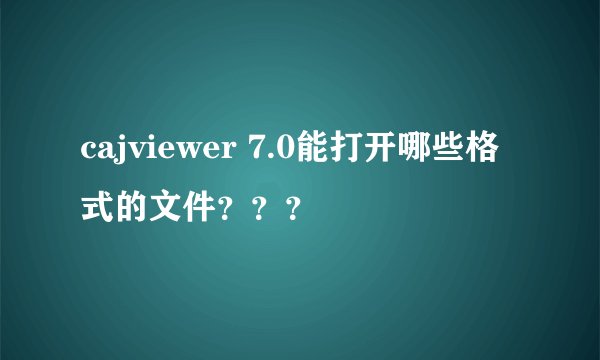 cajviewer 7.0能打开哪些格式的文件？？？