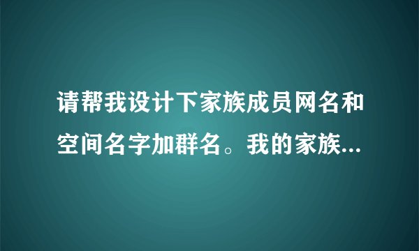 请帮我设计下家族成员网名和空间名字加群名。我的家族叫苏式家族。 带上符号。好看点的。谢了