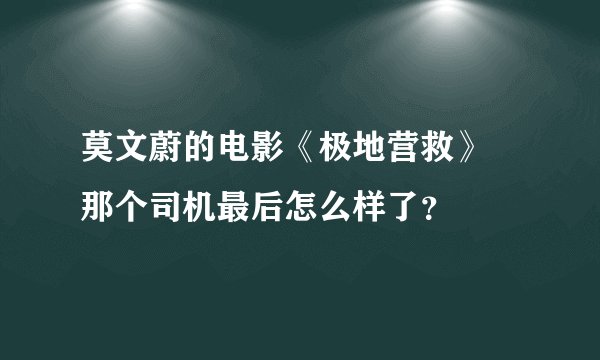 莫文蔚的电影《极地营救》 那个司机最后怎么样了？