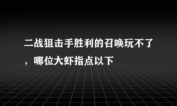 二战狙击手胜利的召唤玩不了，哪位大虾指点以下