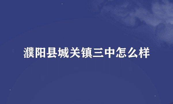 濮阳县城关镇三中怎么样