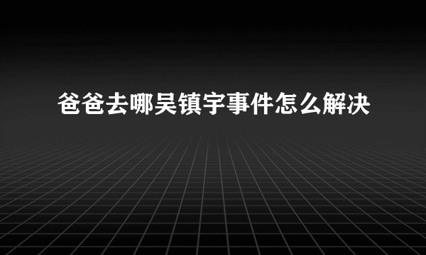 爸爸去哪吴镇宇事件怎么解决