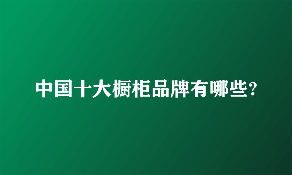 中国十大橱柜品牌有哪些?