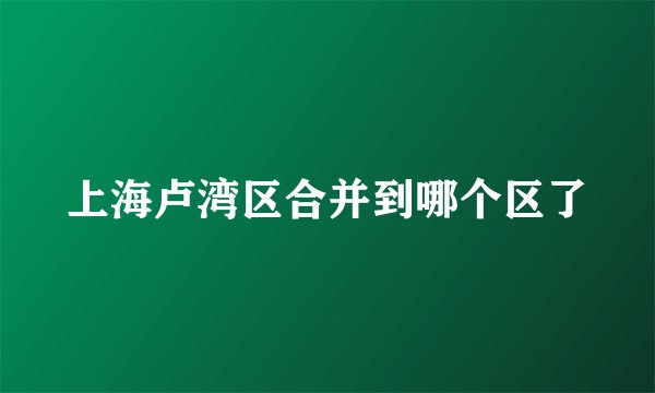 上海卢湾区合并到哪个区了