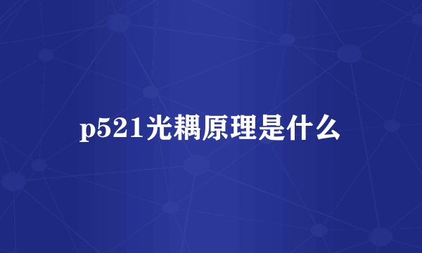 p521光耦原理是什么