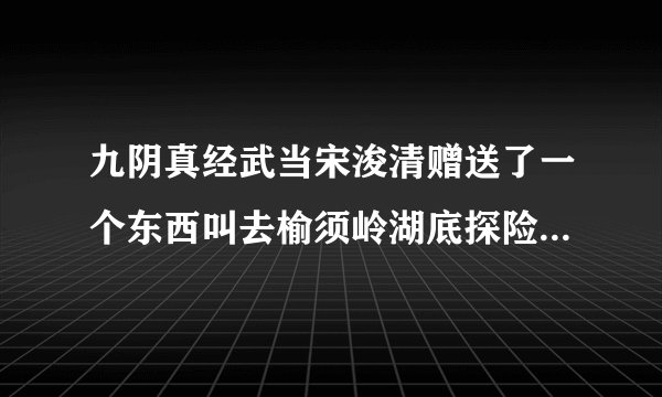 九阴真经武当宋浚清赠送了一个东西叫去榆须岭湖底探险，这个奇遇任务怎么做？详细！！！！！！！！