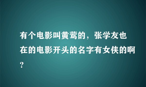 有个电影叫黄莺的，张学友也在的电影开头的名字有女侠的啊？