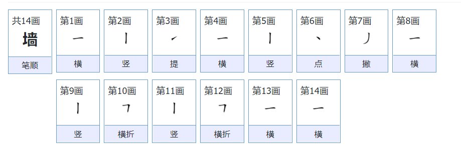一堵墙的墙怎么写