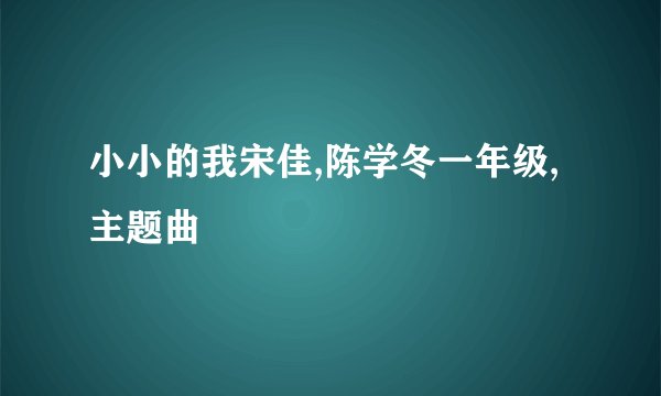 小小的我宋佳,陈学冬一年级,主题曲