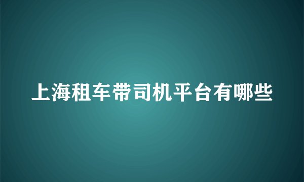 上海租车带司机平台有哪些