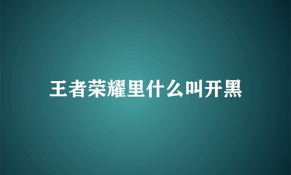 王者荣耀里什么叫开黑