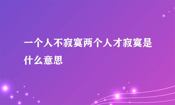 一个人不寂寞两个人才寂寞是什么意思