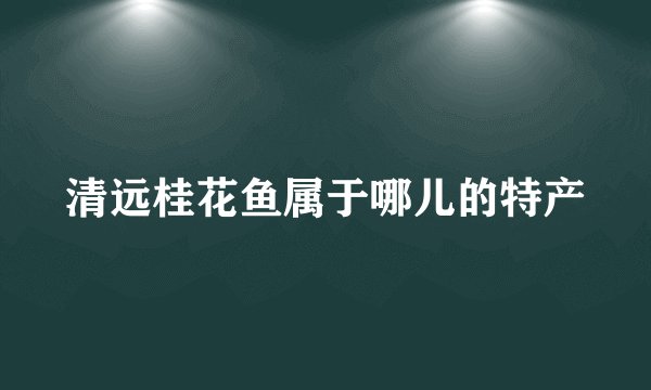 清远桂花鱼属于哪儿的特产