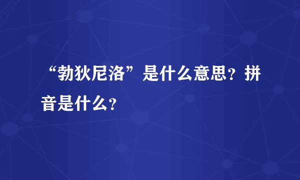 “勃狄尼洛”是什么意思？拼音是什么？