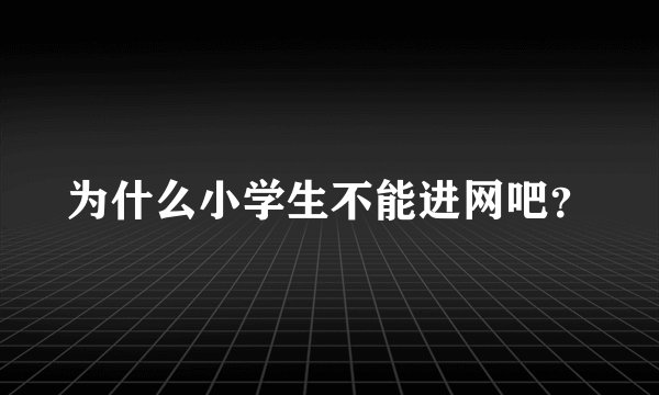 为什么小学生不能进网吧？