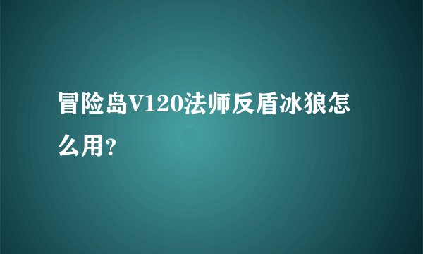 冒险岛V120法师反盾冰狼怎么用？