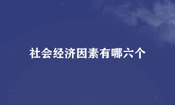 社会经济因素有哪六个