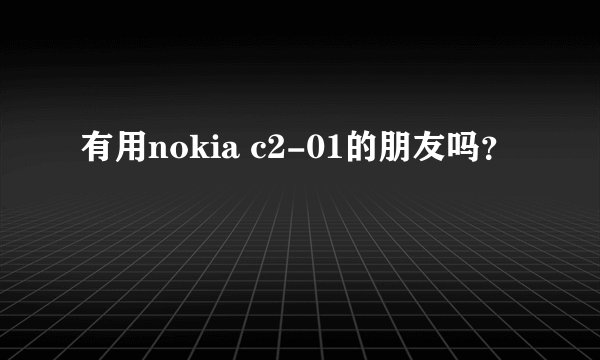 有用nokia c2-01的朋友吗？