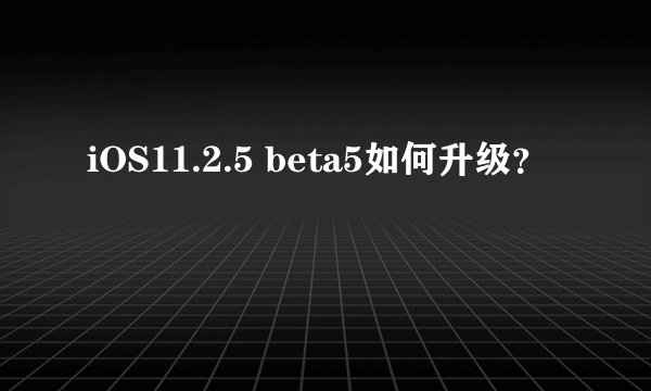 iOS11.2.5 beta5如何升级？