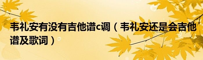 韦礼安有没有吉他谱c调韦礼安还是会吉他谱及歌词