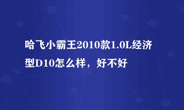 哈飞小霸王2010款1.0L经济型D10怎么样，好不好