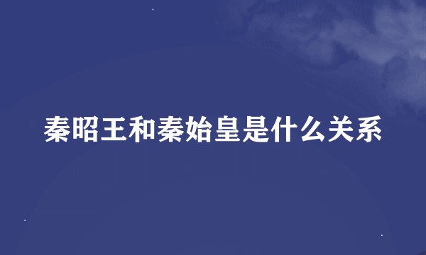 秦昭王和秦始皇是什么关系