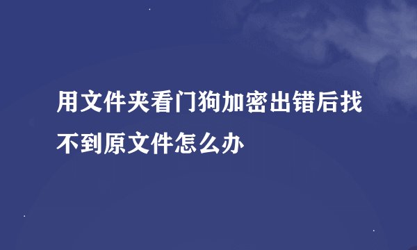 用文件夹看门狗加密出错后找不到原文件怎么办