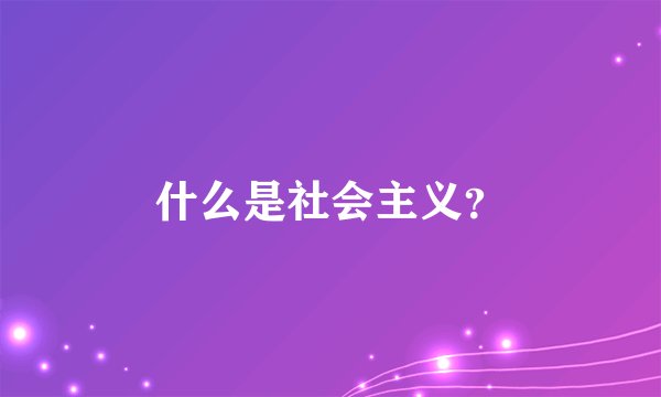 什么是社会主义？