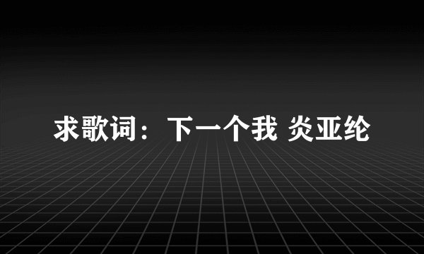 求歌词：下一个我 炎亚纶