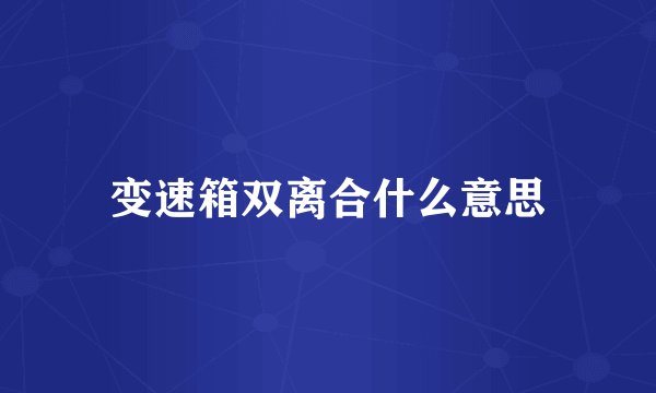 变速箱双离合什么意思