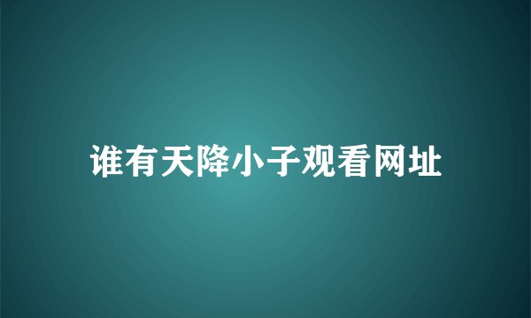 谁有天降小子观看网址