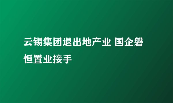 云锡集团退出地产业 国企磐恒置业接手