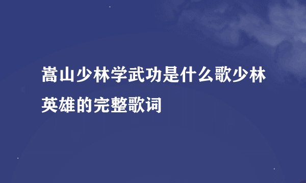 嵩山少林学武功是什么歌少林英雄的完整歌词