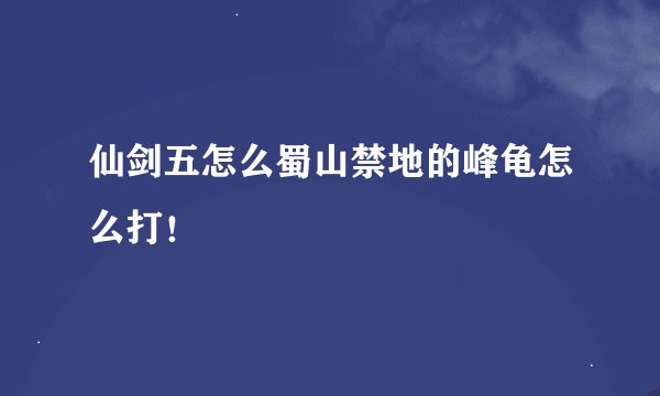 仙剑五怎么蜀山禁地的峰龟怎么打！