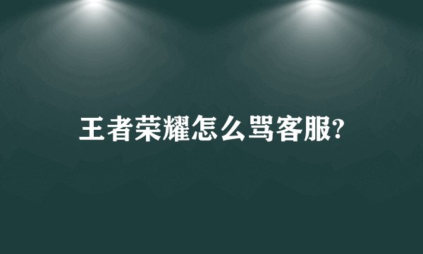王者荣耀怎么骂客服?