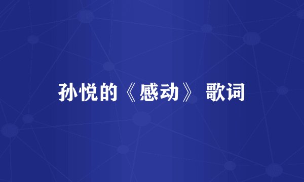 孙悦的《感动》 歌词