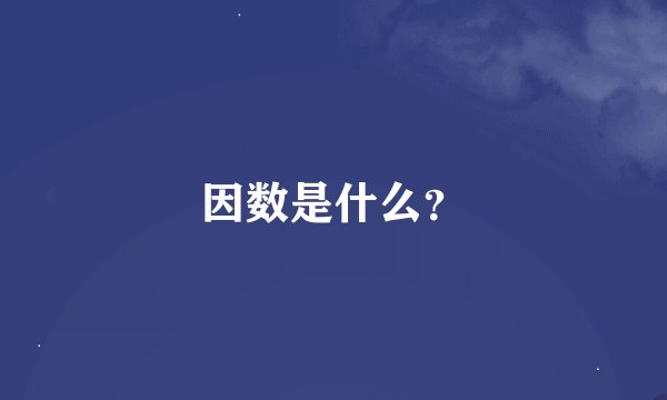 因数是什么？