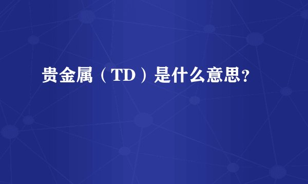贵金属（TD）是什么意思？