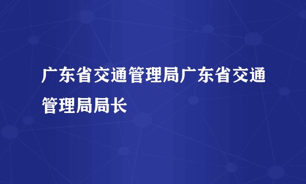 广东省交通管理局广东省交通管理局局长