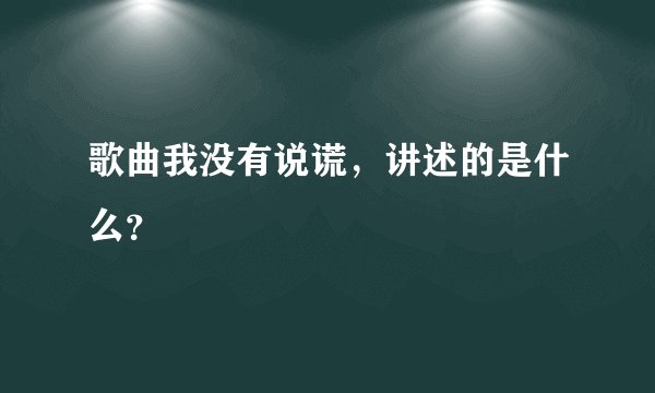 歌曲我没有说谎，讲述的是什么？