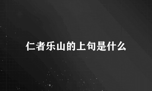 仁者乐山的上句是什么