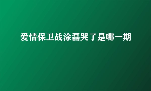 爱情保卫战涂磊哭了是哪一期