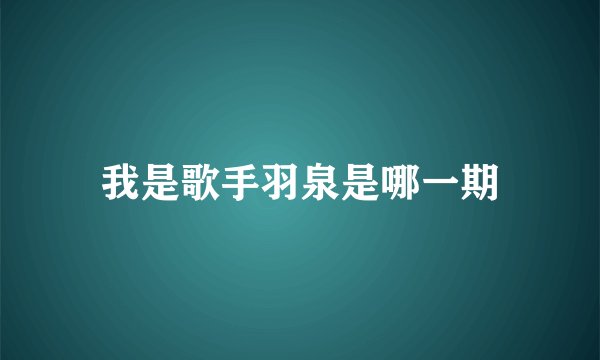 我是歌手羽泉是哪一期