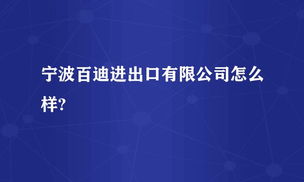 宁波百迪进出口有限公司怎么样?
