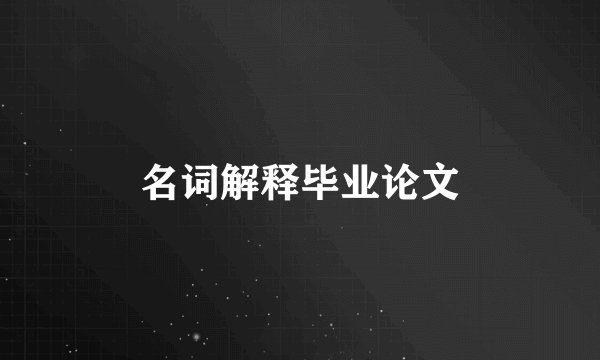 名词解释毕业论文
