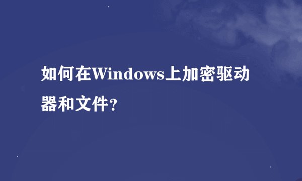 如何在Windows上加密驱动器和文件？