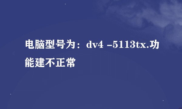电脑型号为：dv4 -5113tx.功能建不正常