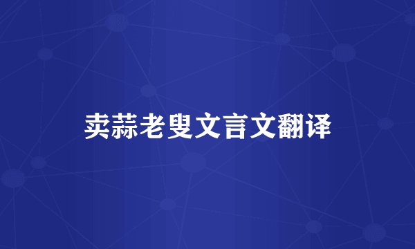 卖蒜老叟文言文翻译