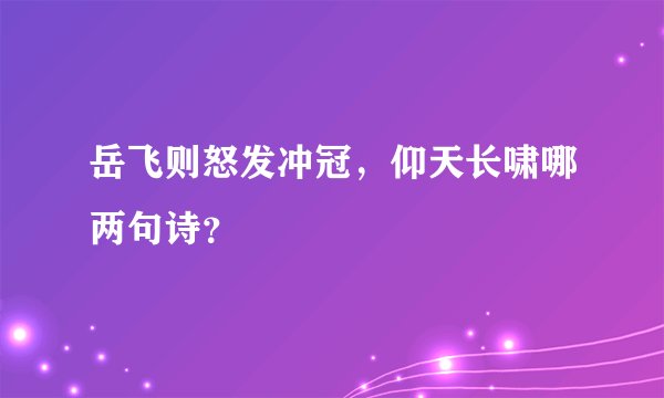 岳飞则怒发冲冠，仰天长啸哪两句诗？