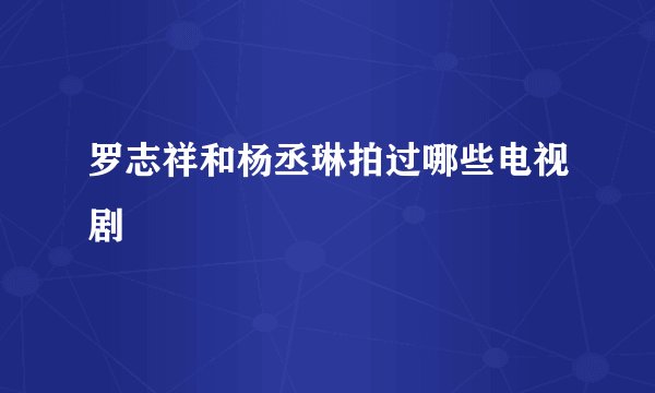 罗志祥和杨丞琳拍过哪些电视剧